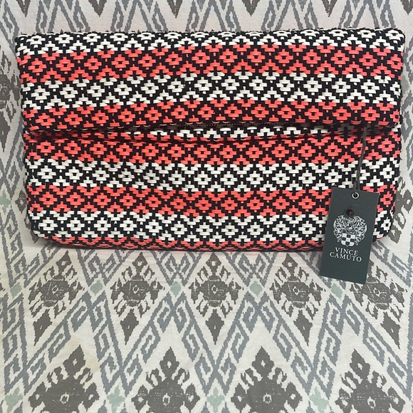 Vince Camuto Handbags - Vince Camuto Calli Clutch Diamond Weave - Fiery Coral - NWT